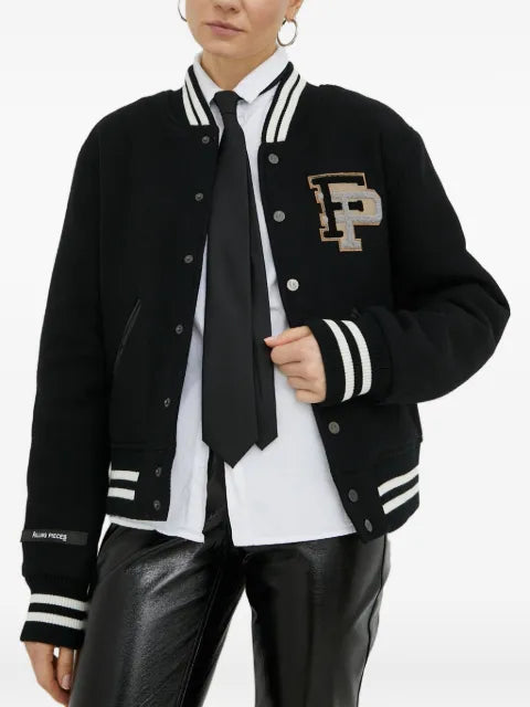 Filling Pieces varsity-style logo-patch bomber jacket