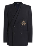 Dolce & Gabbana double-breasted crest-embellished blazer