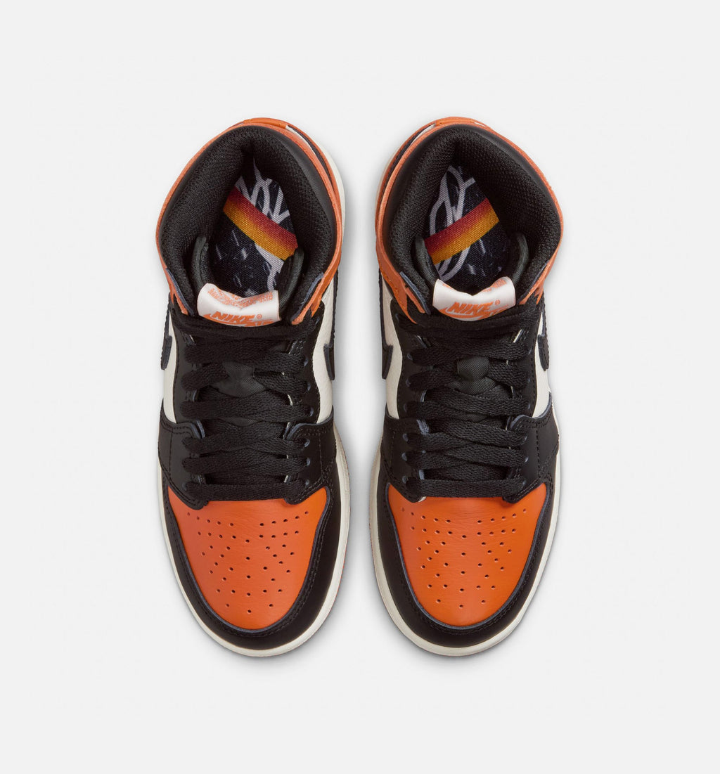 Air Jordan 1 Retro High OG Shattered Backboard Grade School Shoes - Black Sail Starfish
