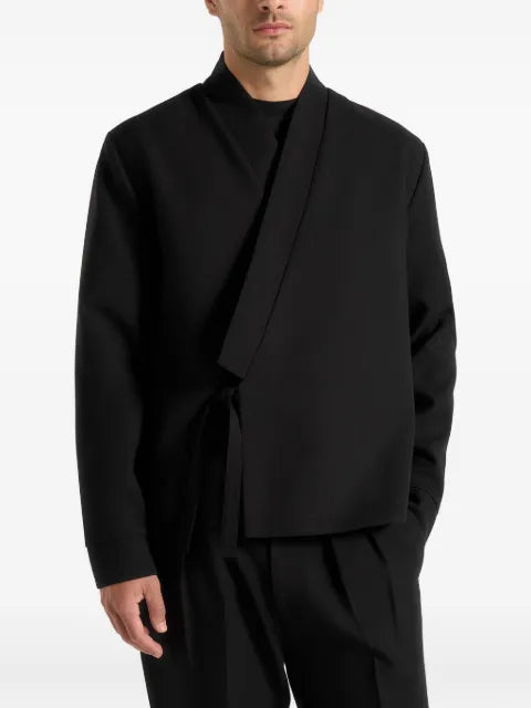 Manière De Voir Robin in black textured kimono wrap jacket