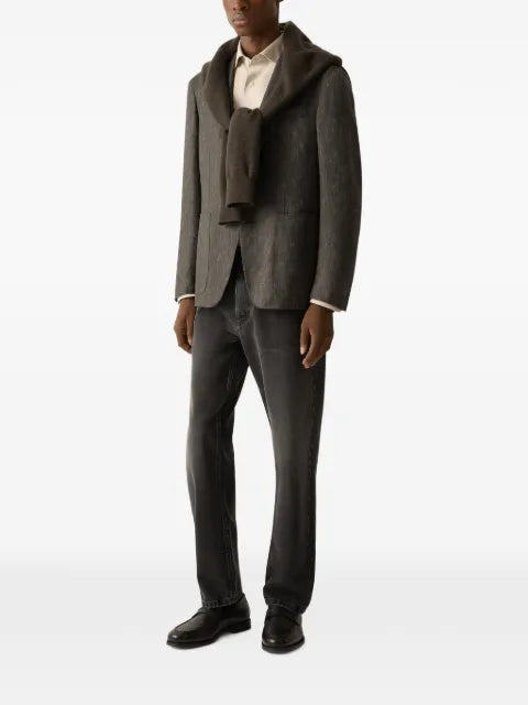 Zegna dark olive green cashmere silk and linen jacket