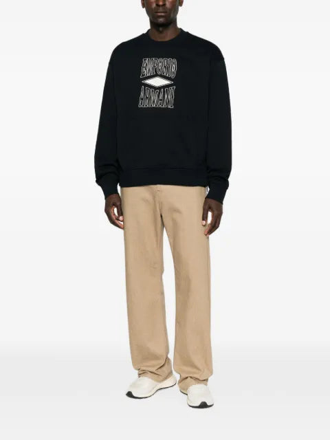 Emporio Armani logo-embroidered zip-slit sweater