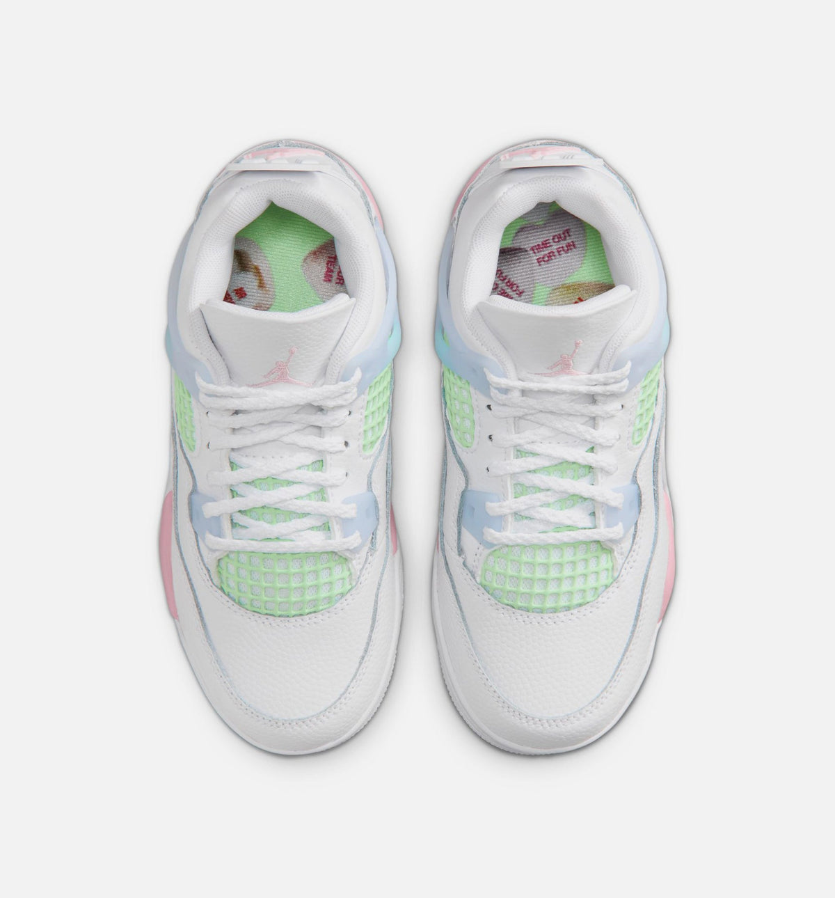 Air Jordan 4 Retro Medium Soft Pink Preschool Lifestyle Shoes - White/Medium Soft Pink/Half Blue
