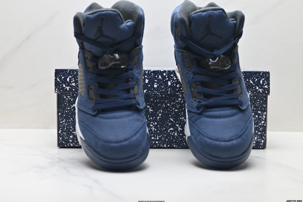 Air Jordan 5 Retro Navy Blue White Sneakers