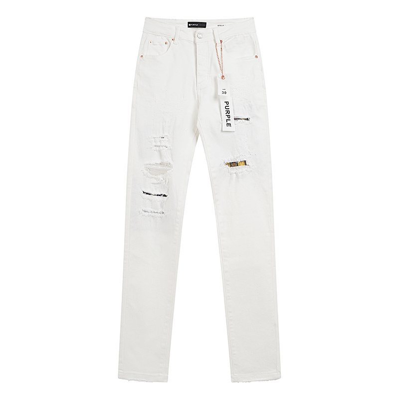 Purple Brand White Distressed Slim Jeans