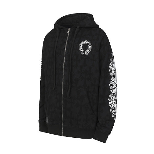 Chrome Hearts Horseshoe Floral Cross-Sleeve Hoodie K03