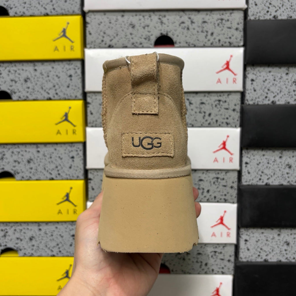 UGG Classic Mini Lace Platform Boot – Women's Chunky Sole Suede Boot in Desert Sand