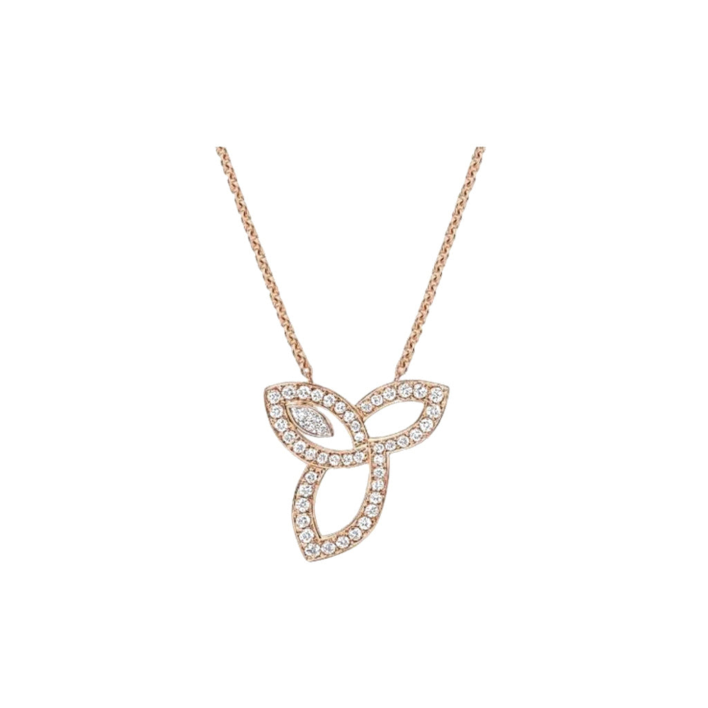 Harry Winston Style Three-Leaf Clover Cubic Zirconia White-Gold-Plated Necklace
