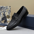 Dior Black Textured Buckle Loafers