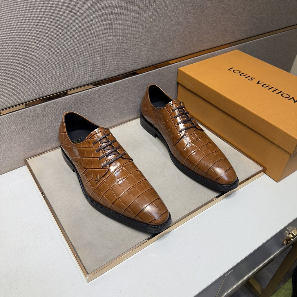 Louis Vuitton Men's Crocodile-Embossed Lace-Up Dress Shoes