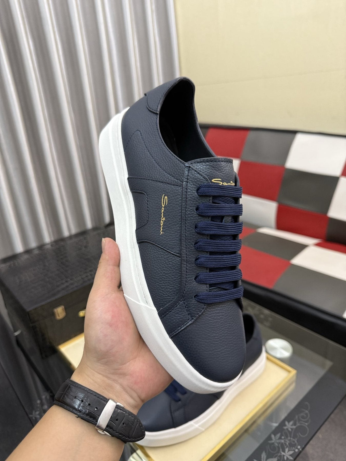 Santoni Men's Textured Low-Top Sneakers