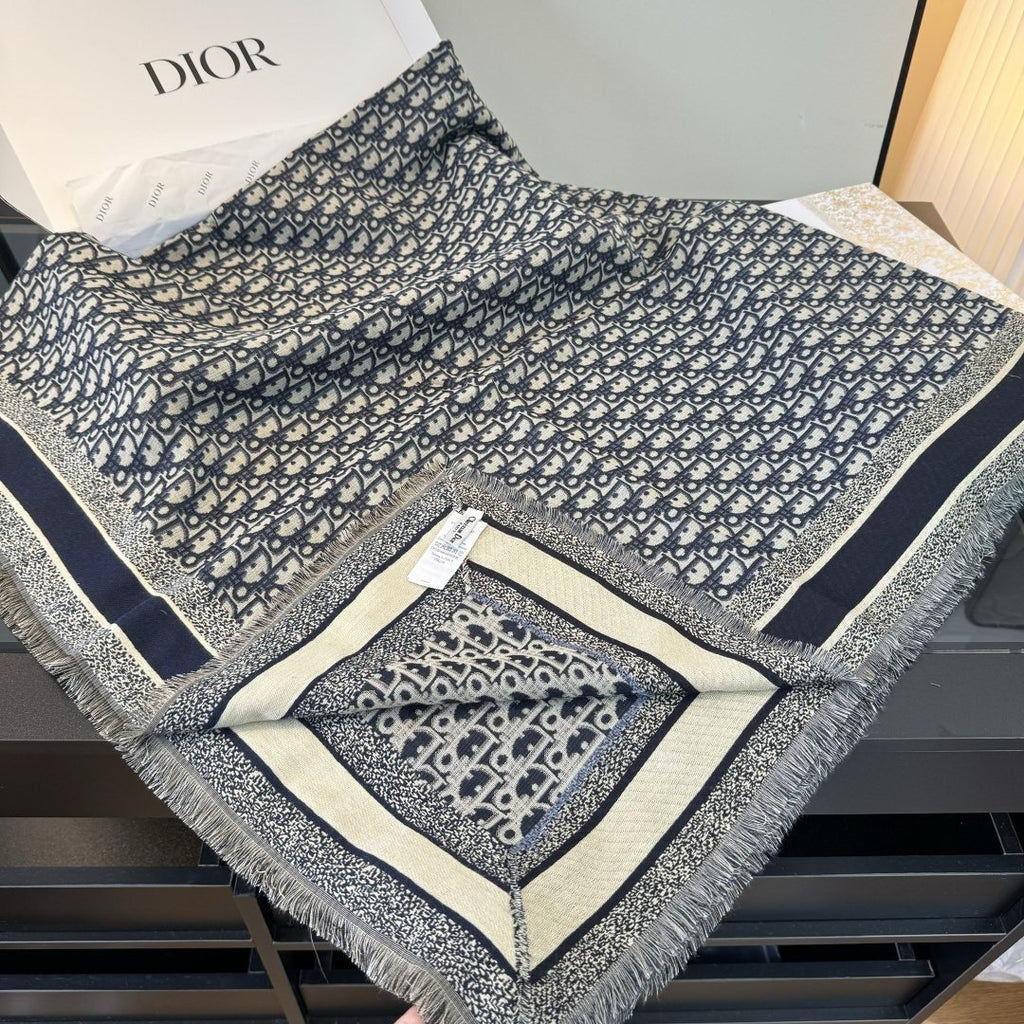 Dior Fringed Monogram Shawl Scarf