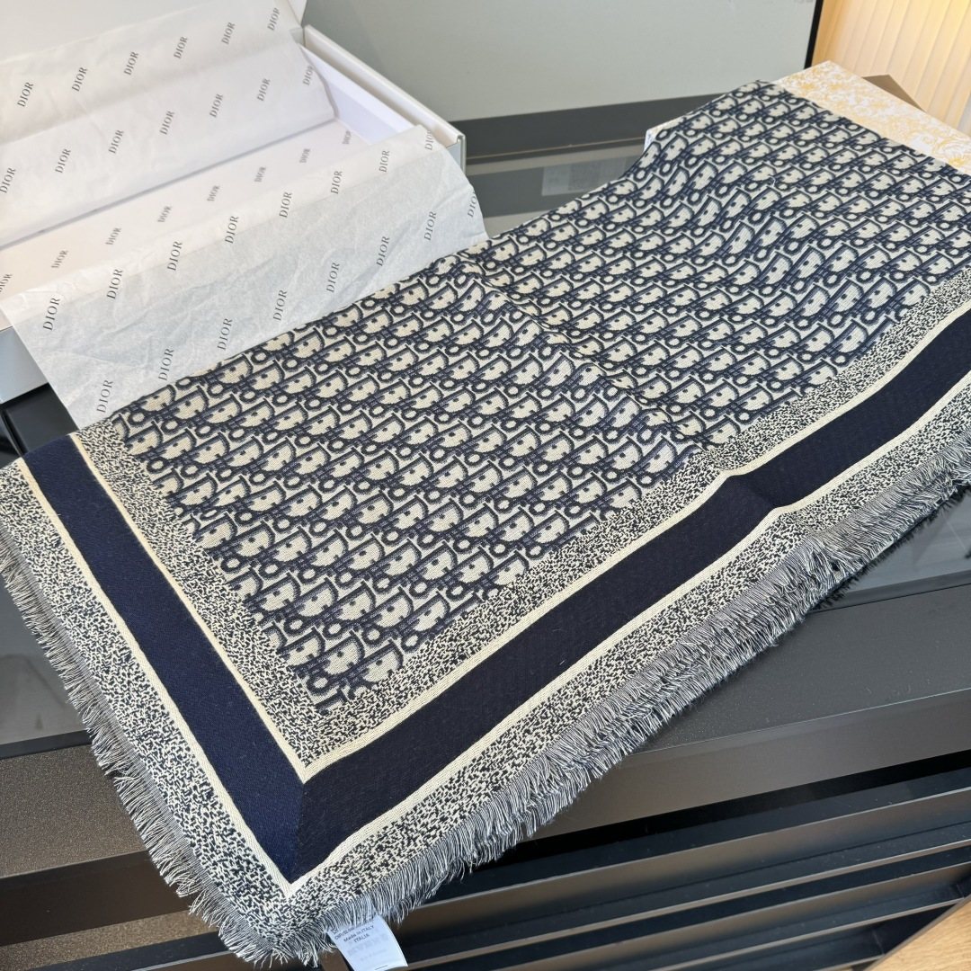 Dior Fringed Monogram Shawl Scarf