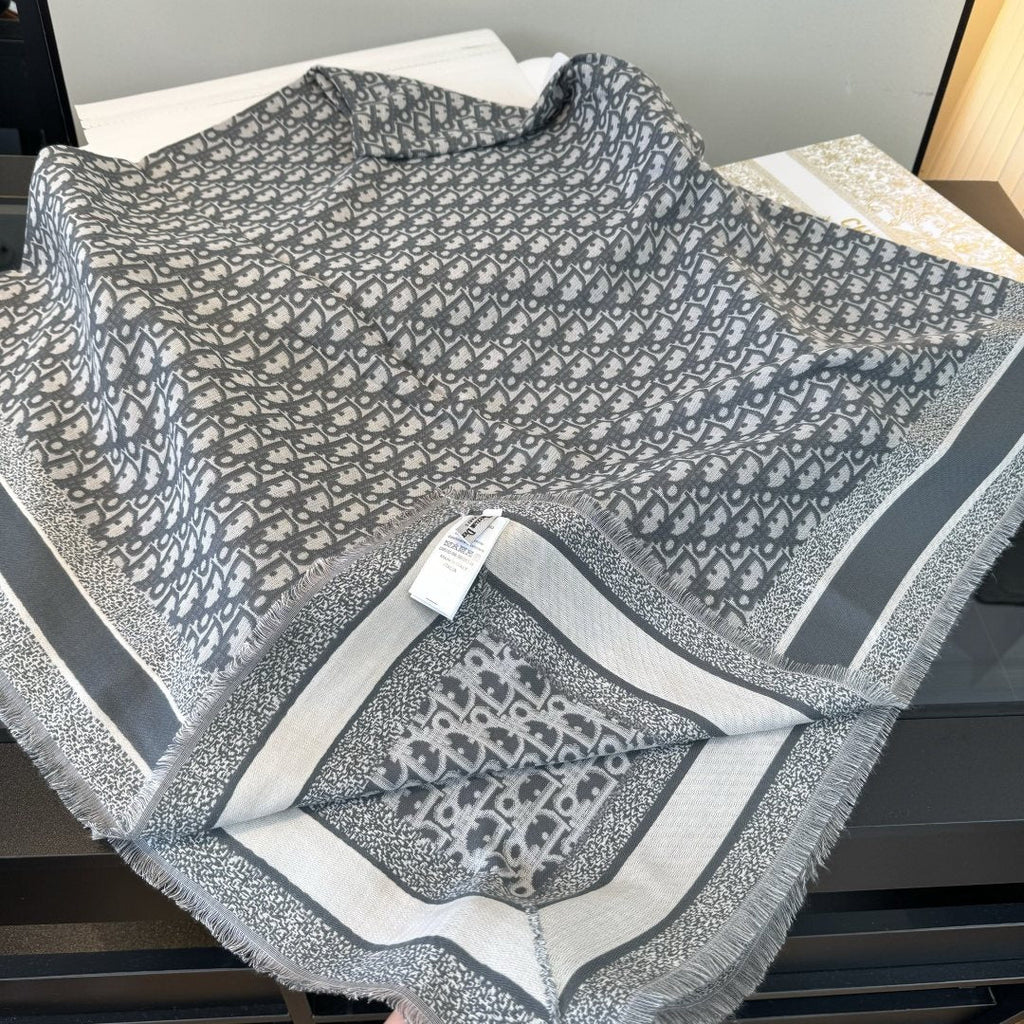 Dior Fringed Monogram Shawl Scarf