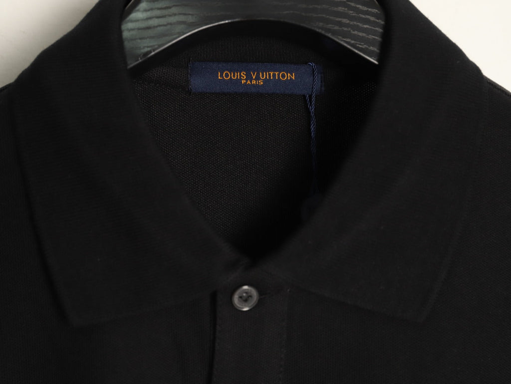 Louis Vuitton 25SS Letter-Detail Short-Sleeve Polo - Black