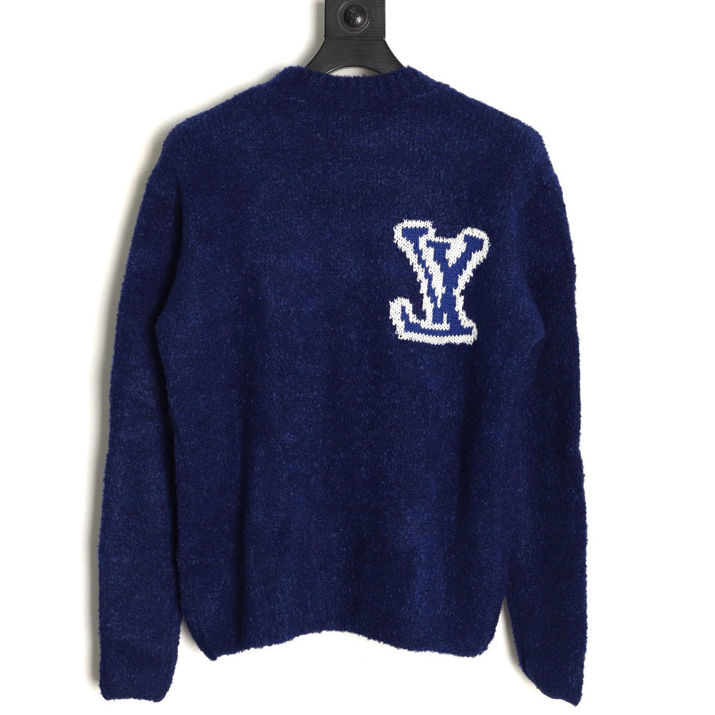 Louis Vuitton 22FW Large LV-Motif Knit Sweater - Navy
